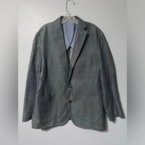 Hart Schaffner Marx Blazer Suit Jacket Sport Coat Linen Blend Blue EUC 44 - Picture 1 of 8